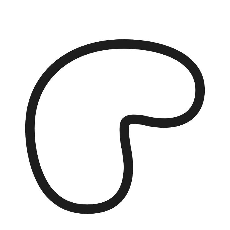 Lowercase bubble letter r – Hand-drawn style