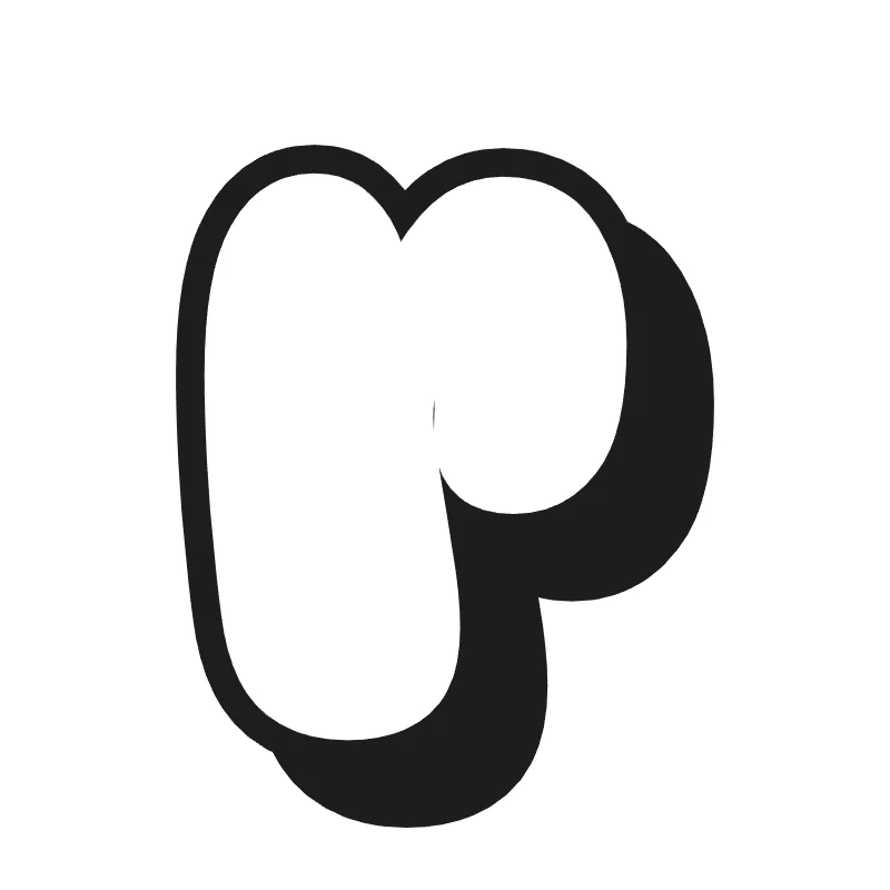 Lowercase bubble letter r – Shadow style