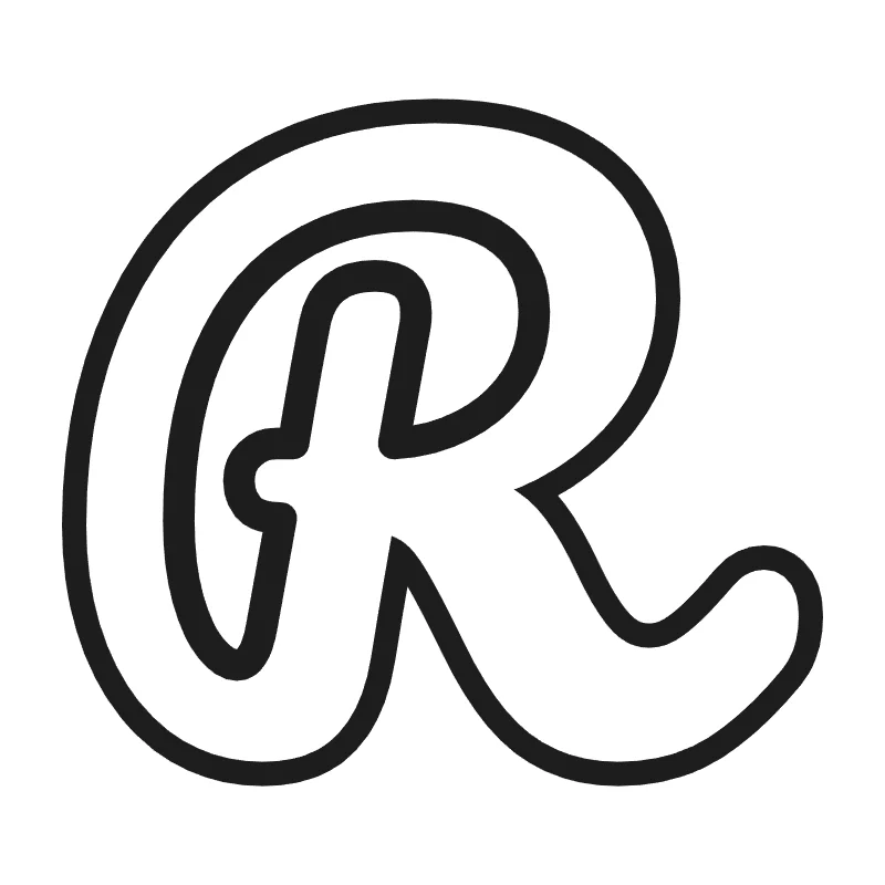 Bubble letter R – Cursive style