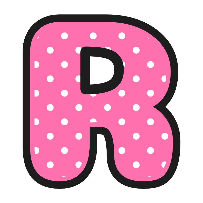 Bubble letter R – Polka dots style
