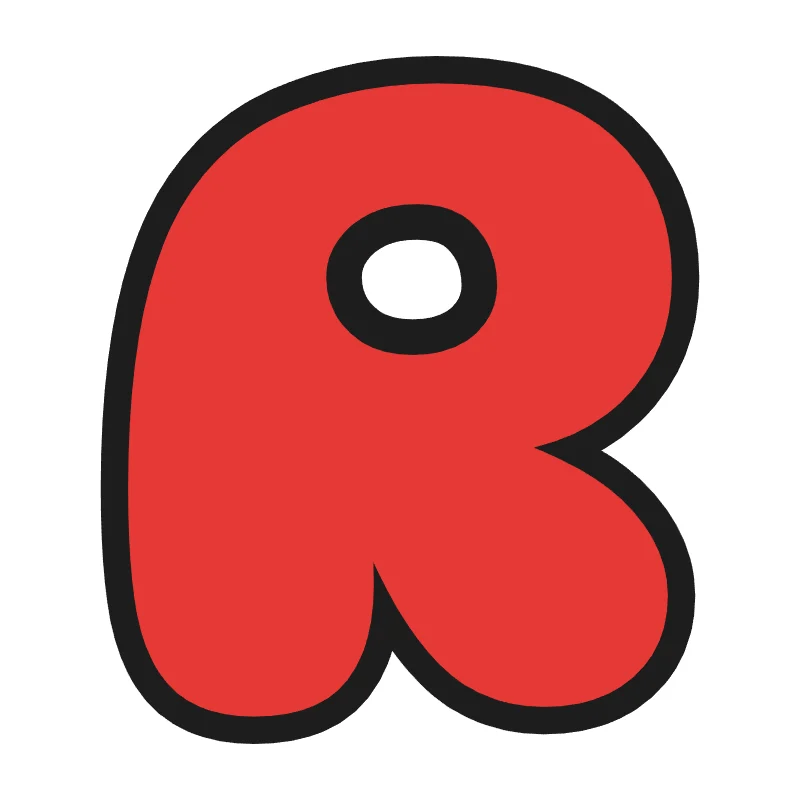 Bubble letter R – Rainbow style