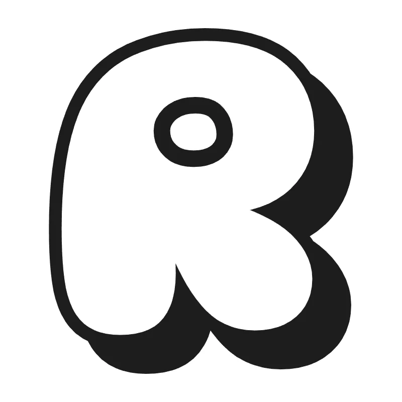 Bubble letter R – Shadow style