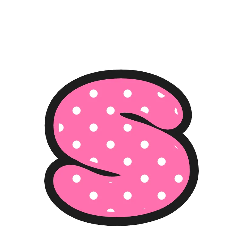 Lowercase bubble letter s – Polka dots style