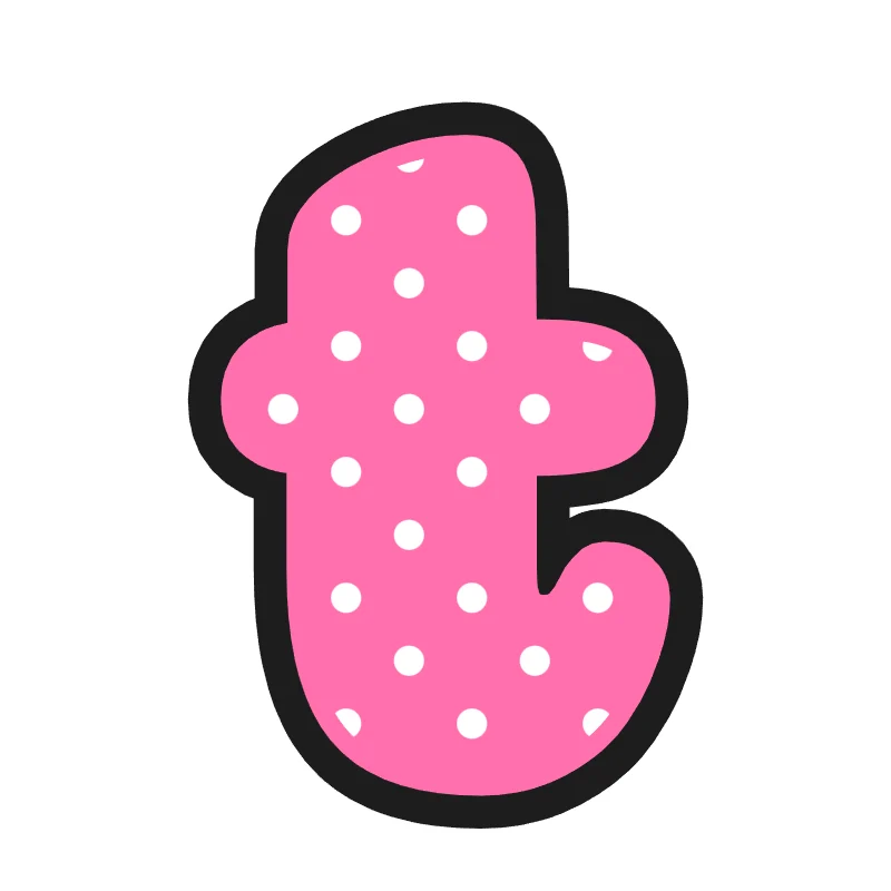 Lowercase bubble letter t – Polka dots style