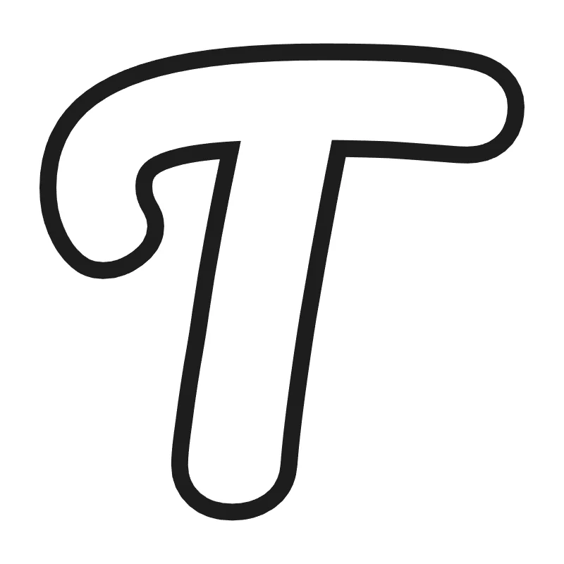 Bubble letter T – Cursive style