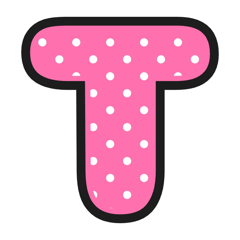 Bubble letter T – Polka dots style