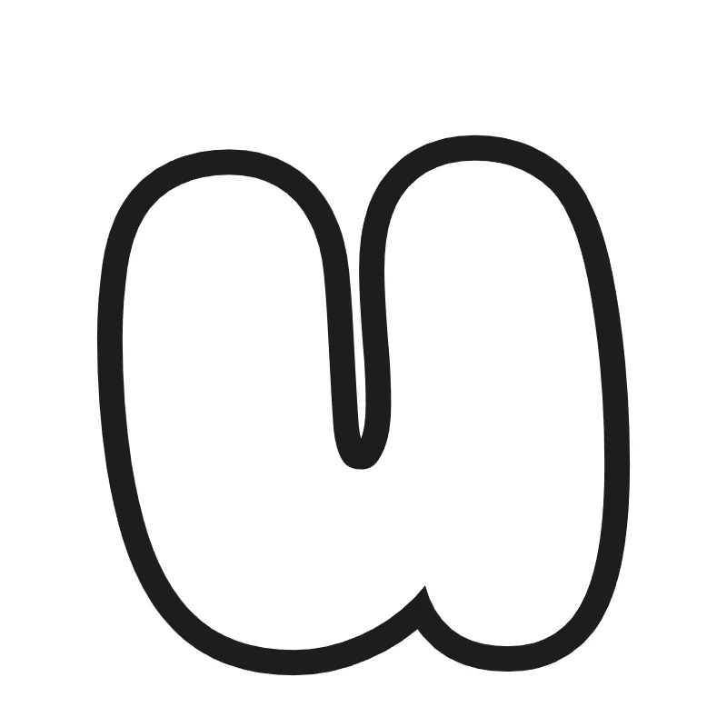 Lowercase bubble letter u – Classic style