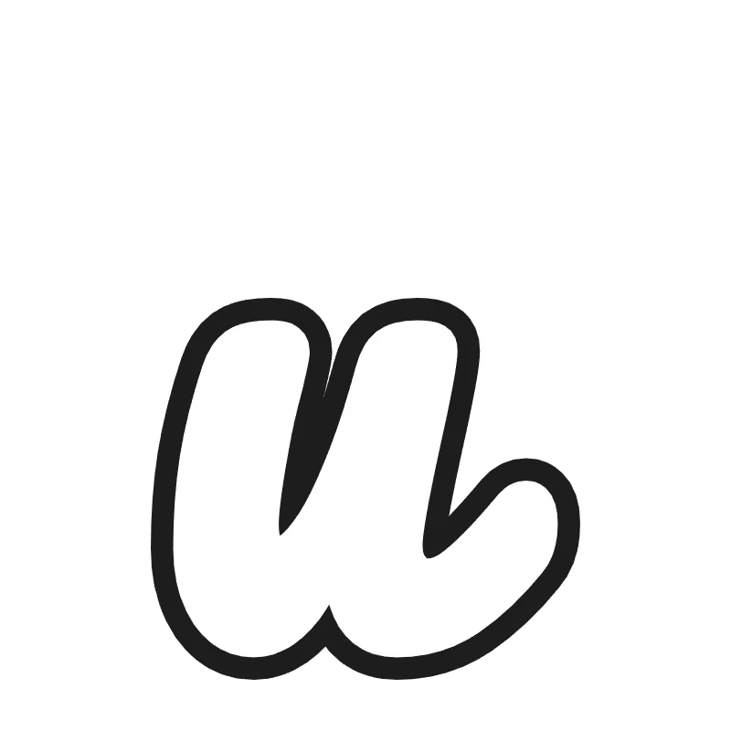 Lowercase bubble letter u – Cursive style