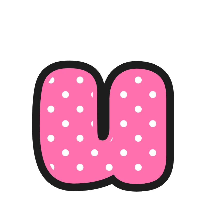 Lowercase bubble letter u – Polka dots style