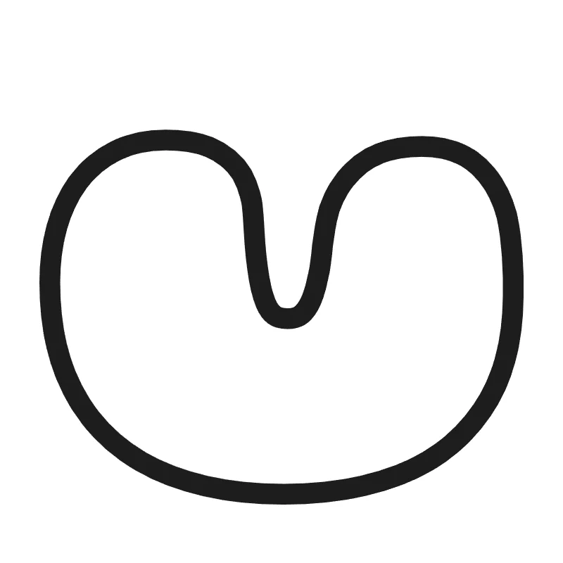 Lowercase bubble letter u – Hand-drawn style