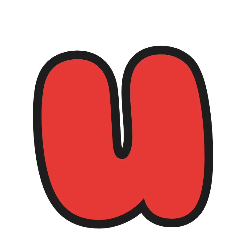 Lowercase bubble letter u – Rainbow style