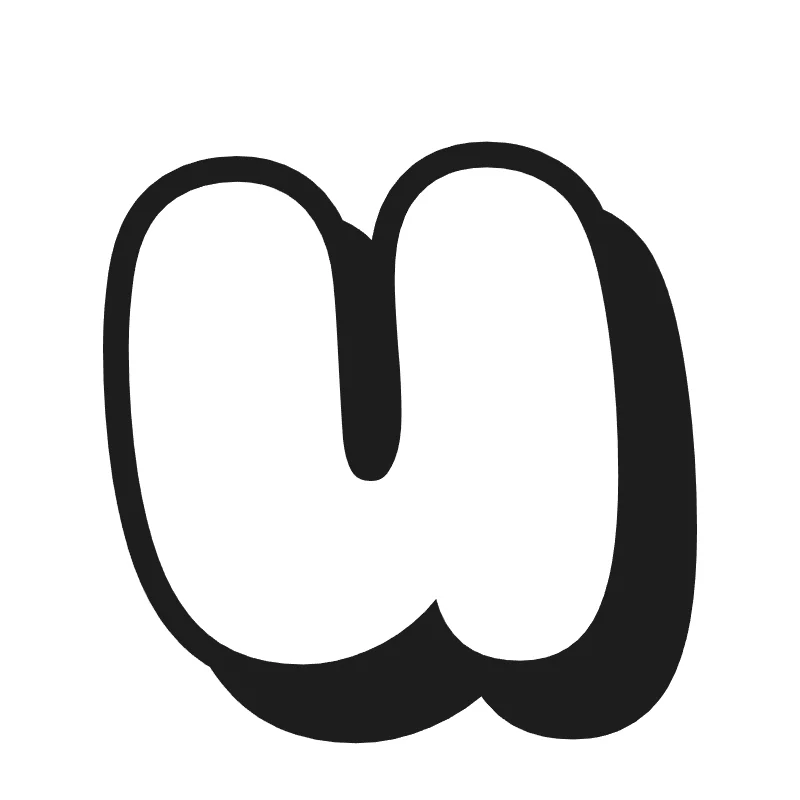 Lowercase bubble letter u – Shadow style