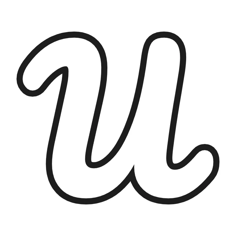 Bubble letter U – Cursive style