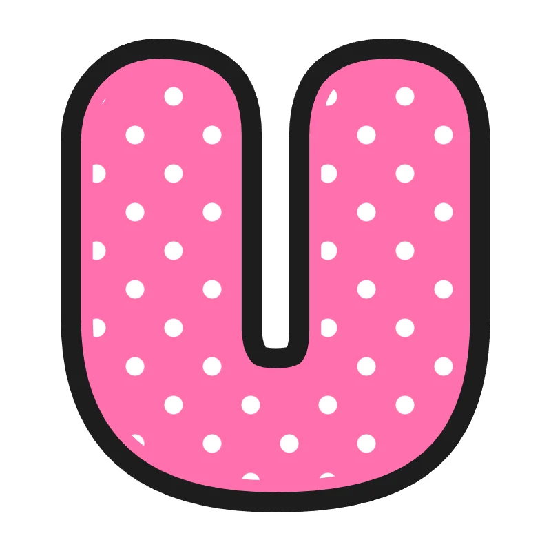 Bubble letter U – Polka dots style