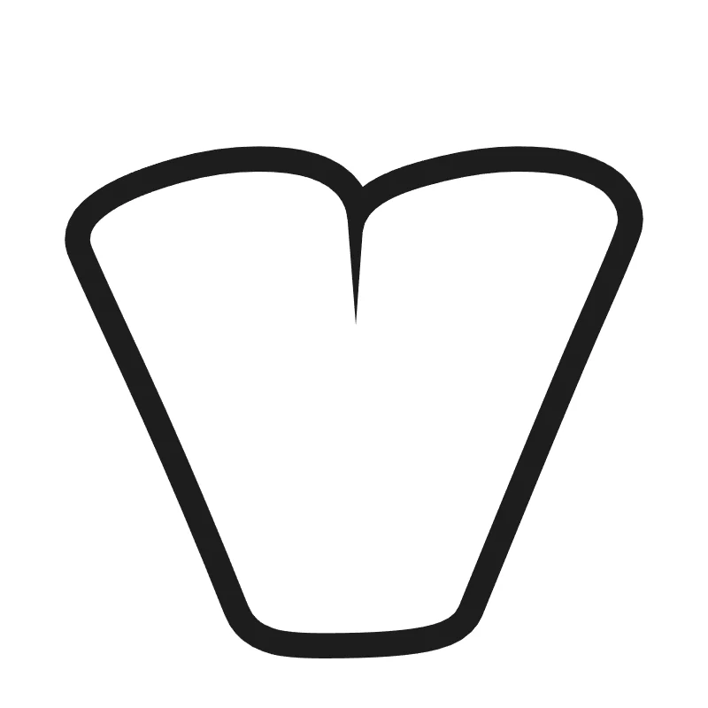 Lowercase bubble letter v – Bold style