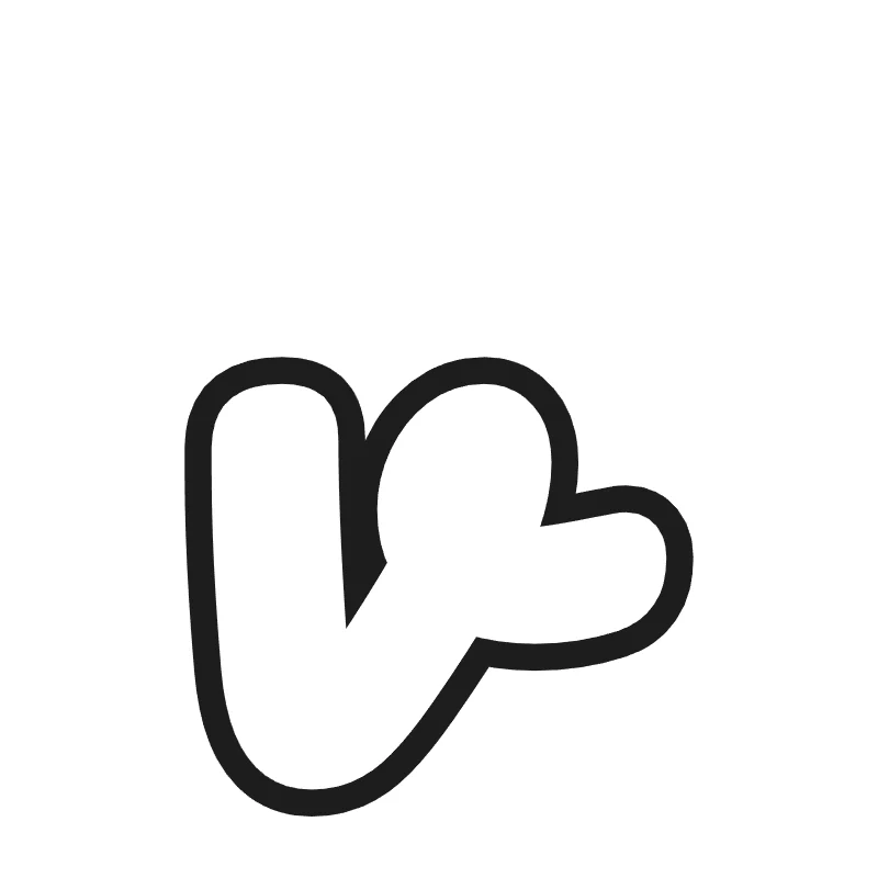 Lowercase bubble letter v – Cursive style