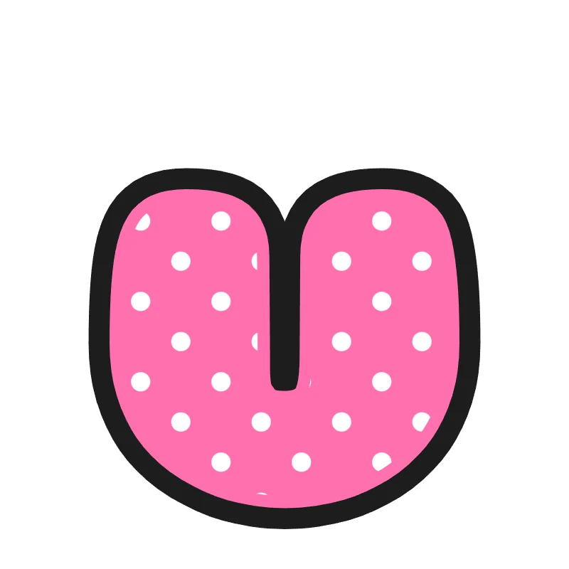 Lowercase bubble letter v – Polka dots style