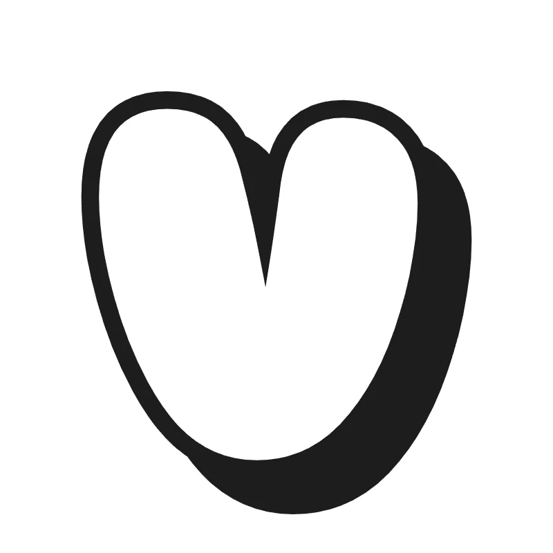 Lowercase bubble letter v – Shadow style