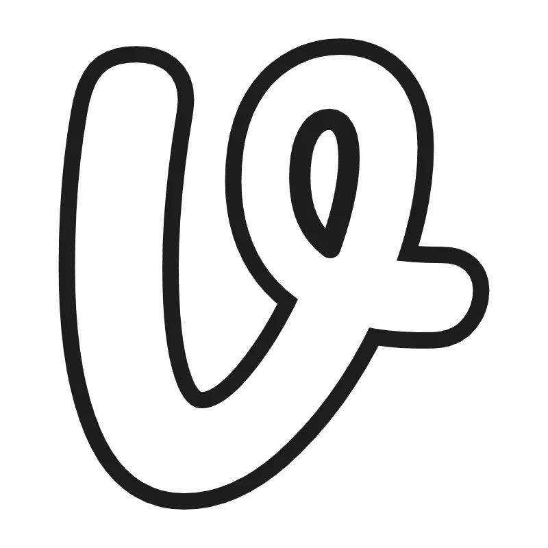 Bubble letter V – Cursive style