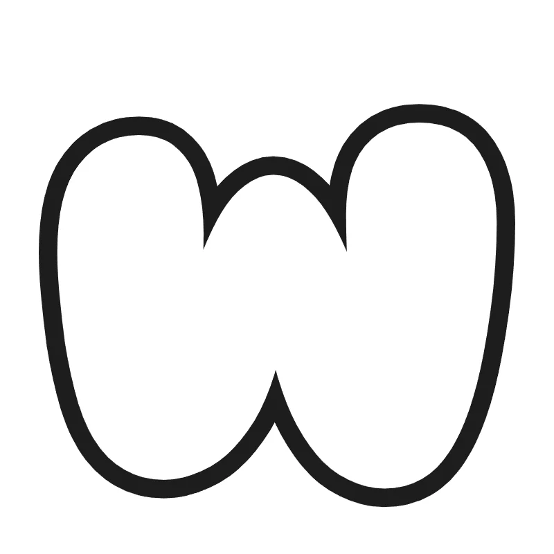 Lowercase bubble letter w – Classic style