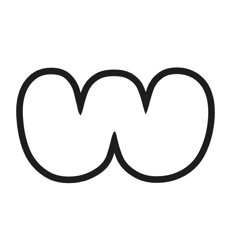 Lowercase bubble letter w – Hand-drawn style