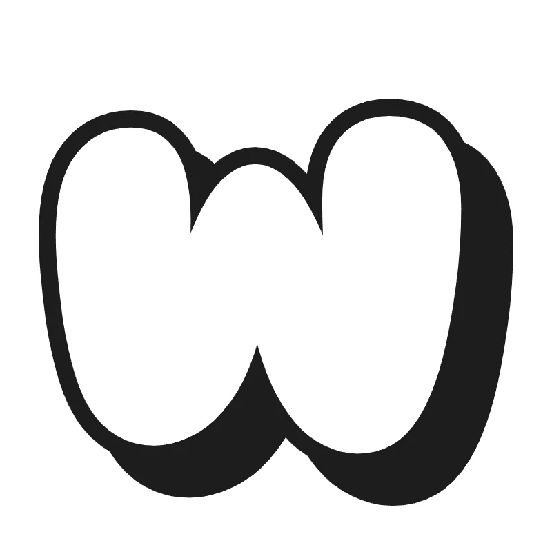 Lowercase bubble letter w – Shadow style