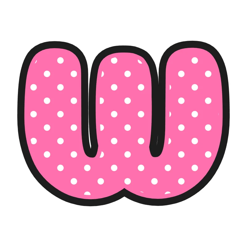 Bubble letter W – Polka dots style