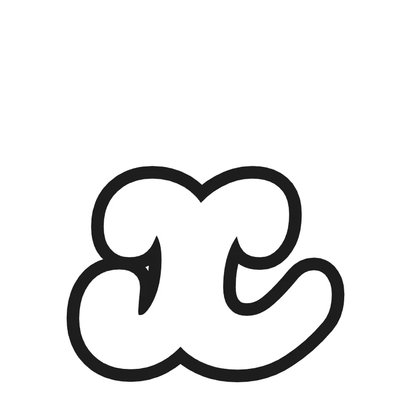 Lowercase bubble letter x – Cursive style