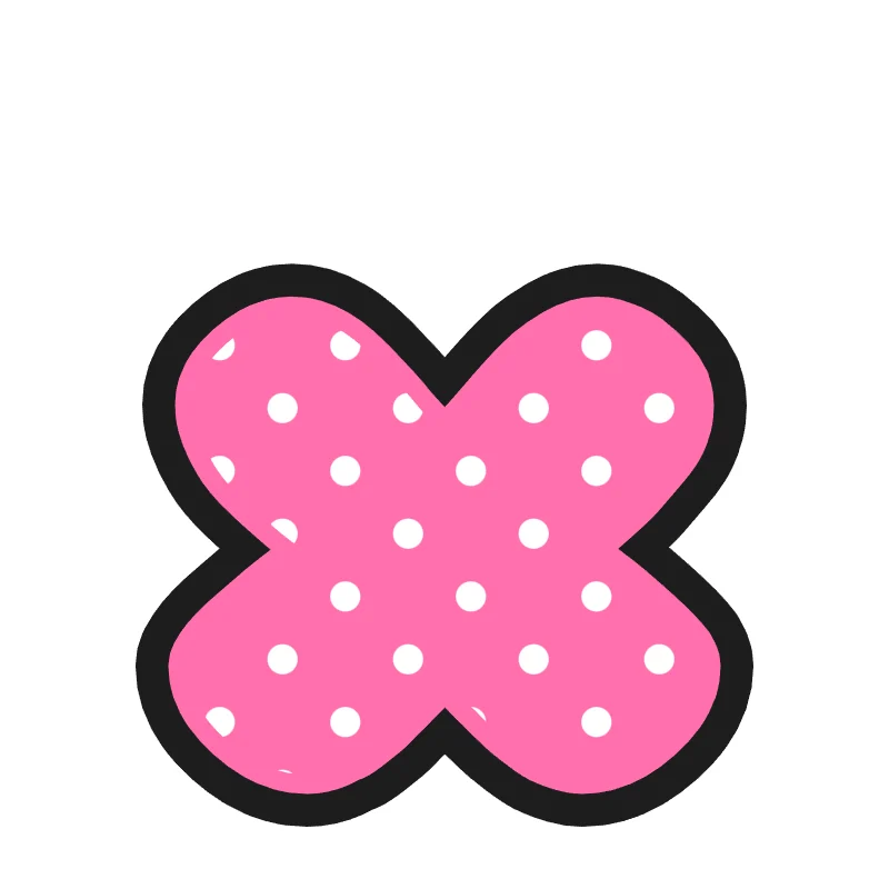 Lowercase bubble letter x – Polka dots style