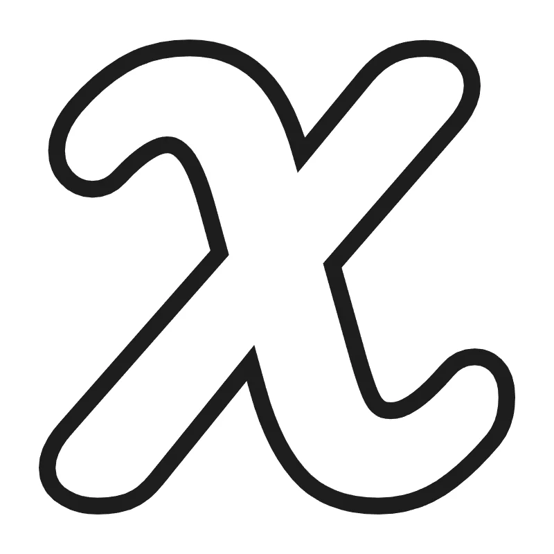 Bubble letter X – Cursive style