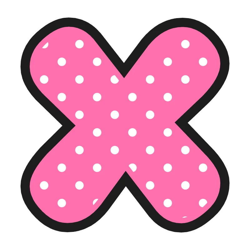 Bubble letter X – Polka dots style