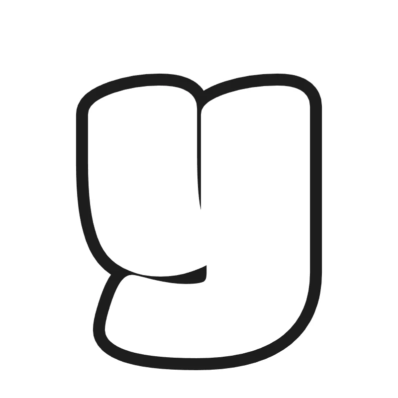 Lowercase bubble letter y – Bold style