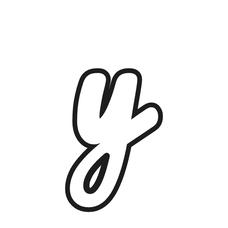 Lowercase bubble letter y – Cursive style