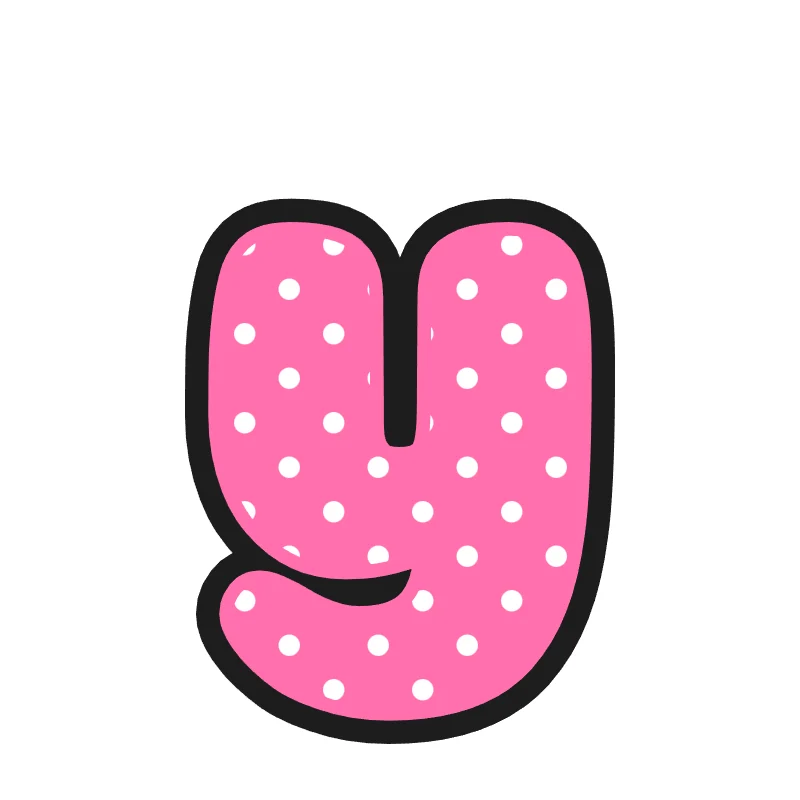 Lowercase bubble letter y – Polka dots style