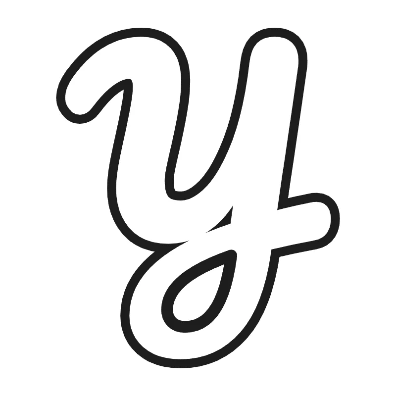 Bubble letter Y – Cursive style