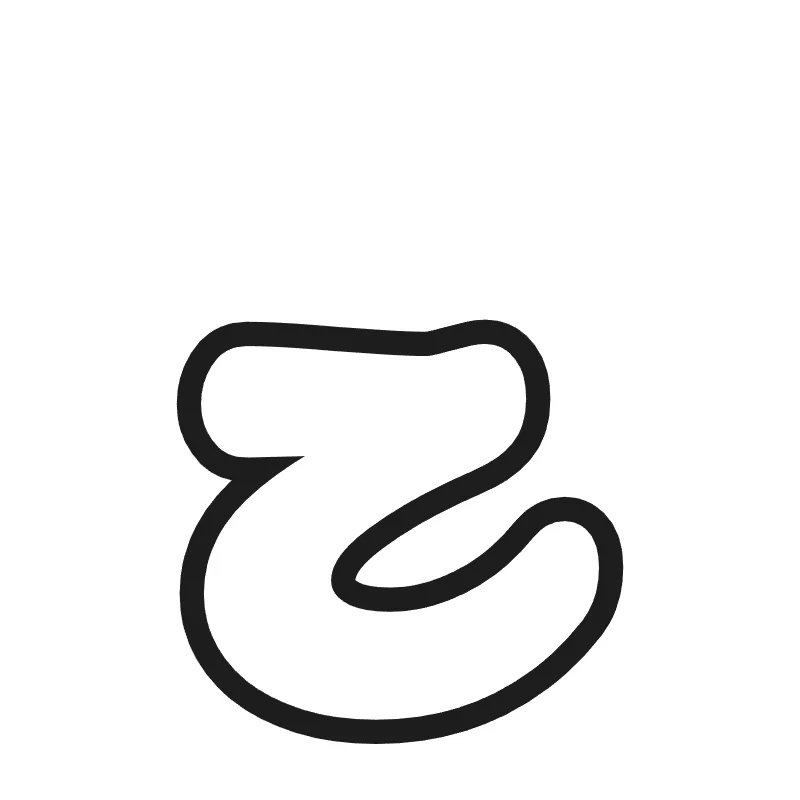 Lowercase bubble letter z – Cursive style