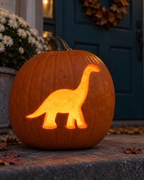 Gentle Long Neck carved pumpkin