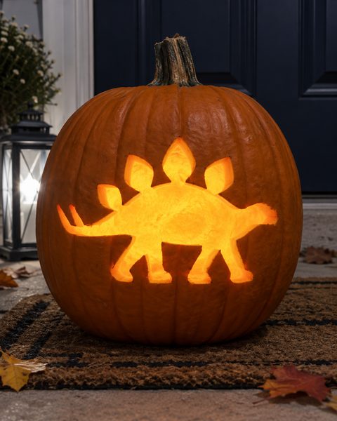 Stegosaurus Side Walk carved pumpkin