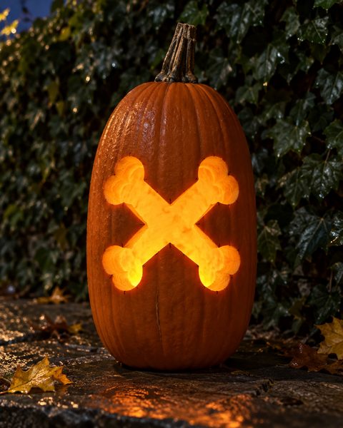 Crossed Dog Bones Silhouette carved pumpkin