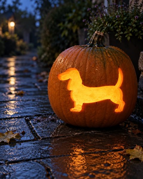 Dachshund Silhouette carved pumpkin