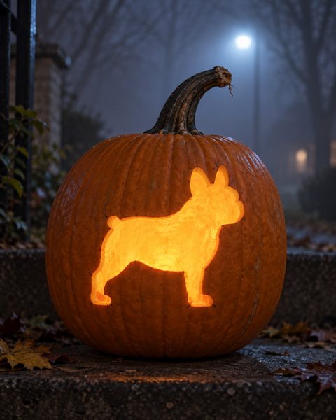 French Bulldog Silhouette carved pumpkin