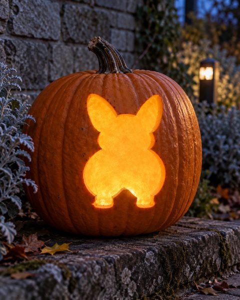 Funny Corgi Silhouette carved pumpkin