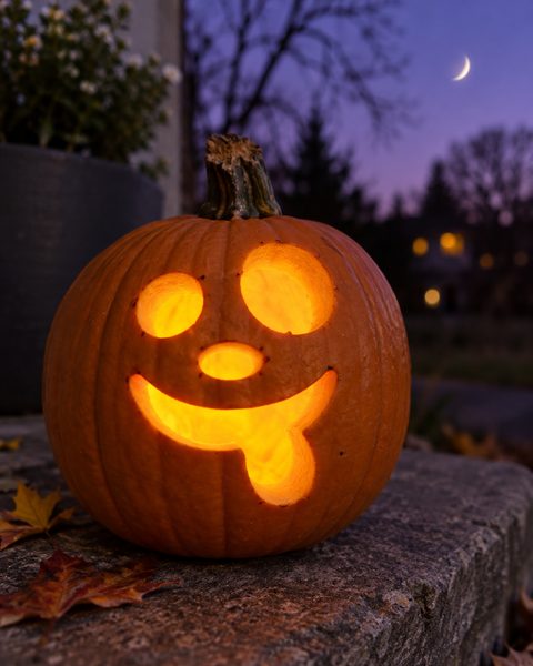 Goofy Dog Face carved pumpkin