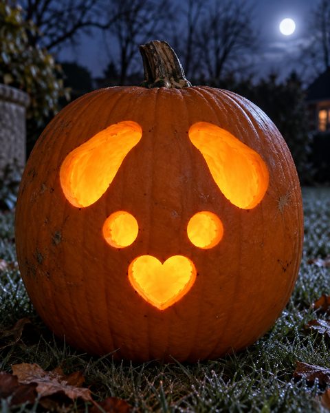 Playful Puppy Face carved pumpkin