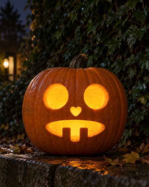 Simple Spooky Skull Face carved pumpkin
