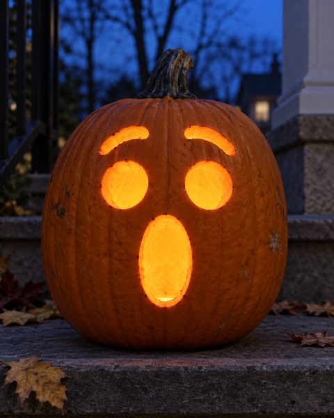 Shocked Screaming Face carved pumpkin