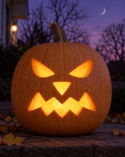 Angry Brows Jack carved pumpkin