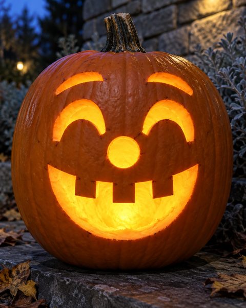 Crazy Laughing Jack carved pumpkin