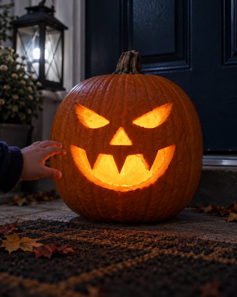 Creepy Narrow Eyes carved pumpkin