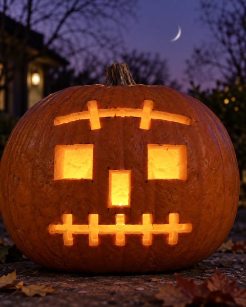 Frankenstein Monster Face carved pumpkin